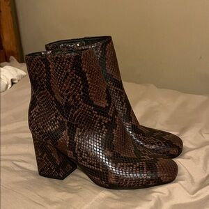A New Day Chocolate Snake Pattern Ankle Boots